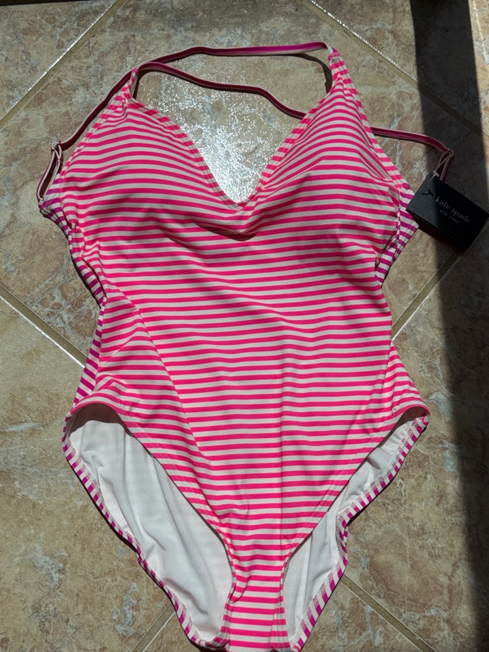 kate spade Pink and White Striped One-Piece Swimsuit